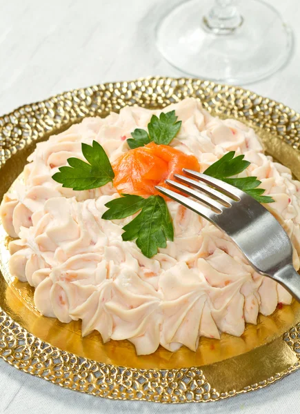 Creamy salmon mousse pie — Stock Photo, Image