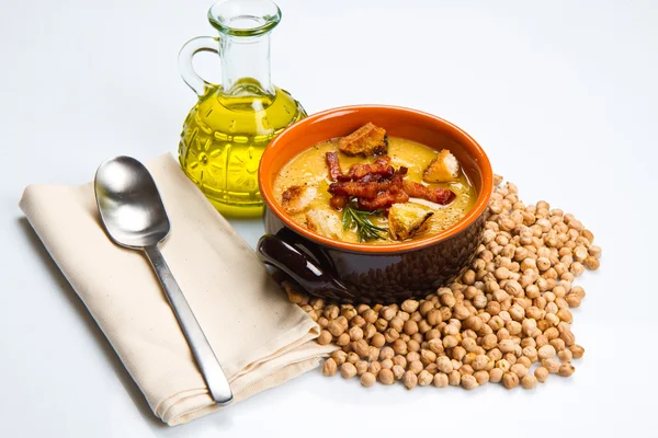 Chickpeas soup on bowl — Stock Photo, Image