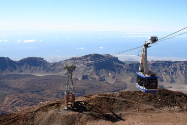 Teleferik Tenerife adasında - Kanarya İspanya Teide yanardağı üzerinde