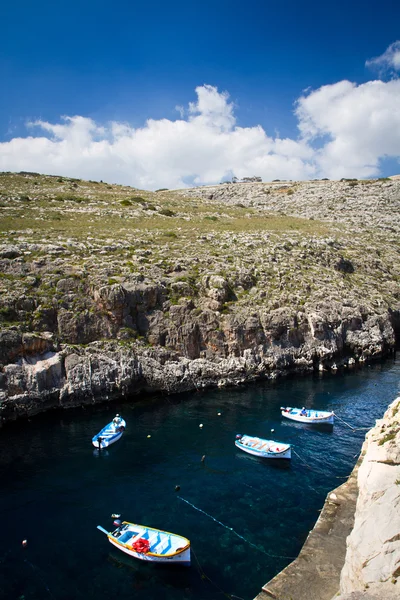 Málta, csónak, La Valletta — Stock Fotó