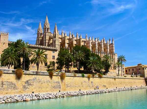 Katedralen Santa Maria av Palma och Parc del Mar Mallorca, — Stockfoto