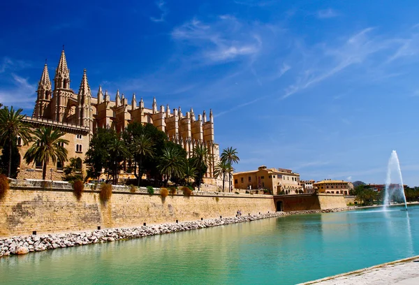 Katedralen Santa Maria av Palma och Parc del Mar Mallorca, — Stockfoto