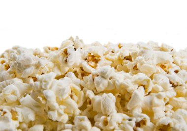 Patlamış mısır doku arka plan üzerinde beyaz izole