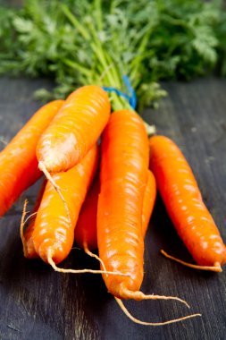 Taze havuç woodbackground üzerinde izole