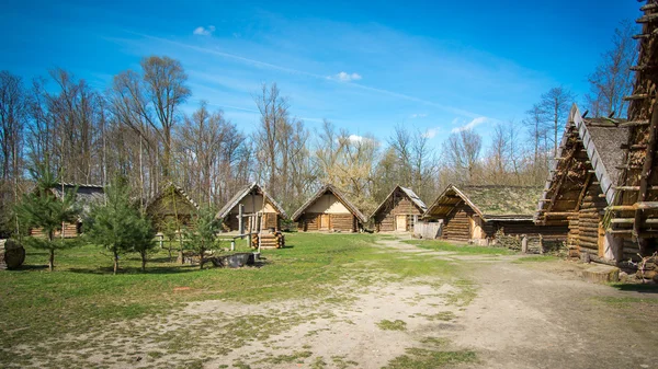 Casas de assentamento Biskupin — Fotografia de Stock