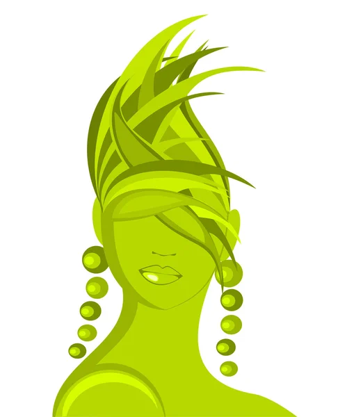 Žena se zelenou čepičkou — Stockový vektor