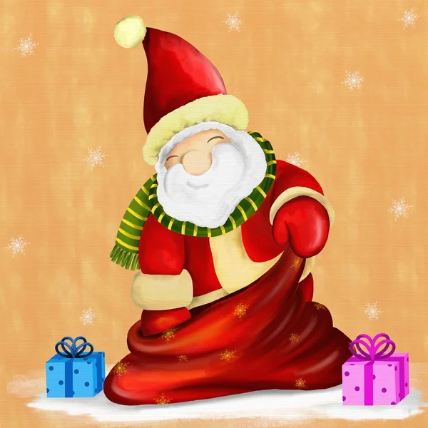 Santa claus with sack — Stock Photo, Image