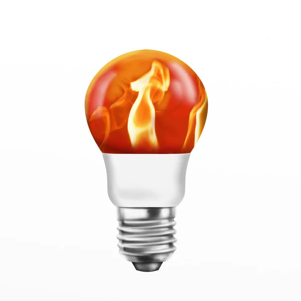 Light bulb with fire — Stock Photo, Image