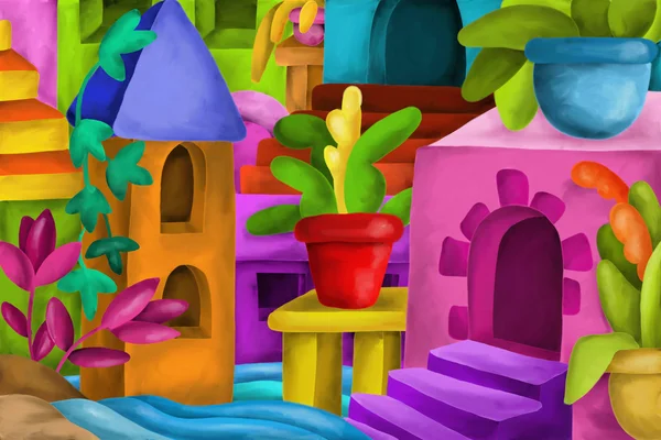 Streszczenie z kolorowe domy fantasy — Zdjęcie stockowe