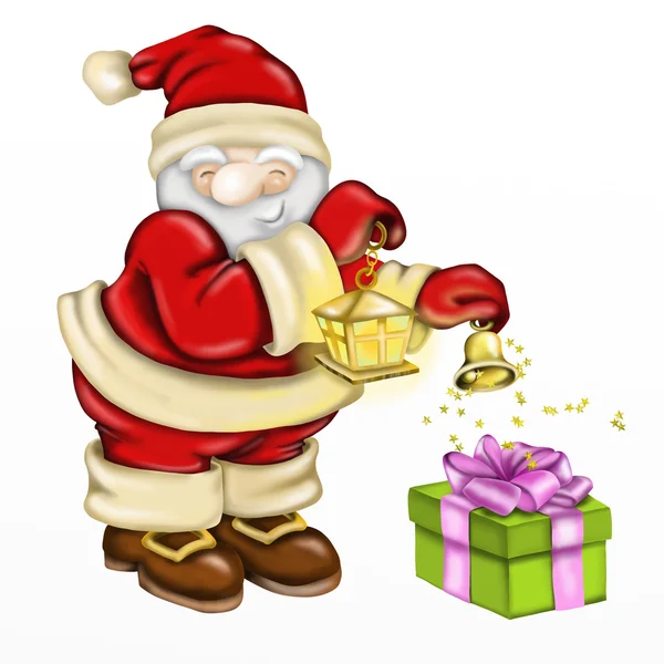 Santa Claus with gift — Stock Photo, Image