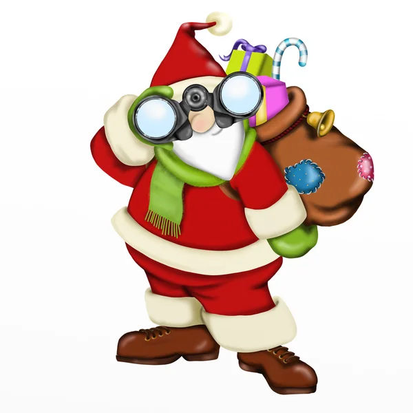 Babbo Natale con binocolo — Foto Stock