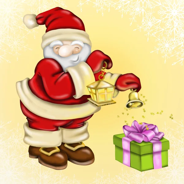 Santa Claus with lantern — Stock Photo, Image