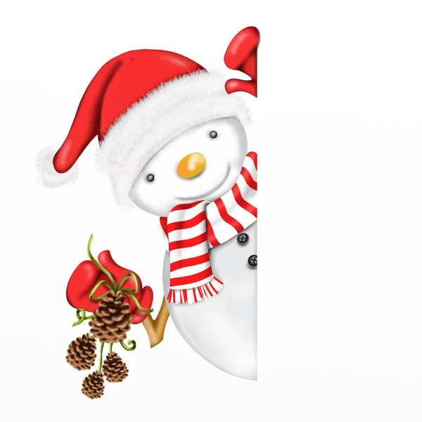 Sneeuwpop met pinecone — Stockfoto