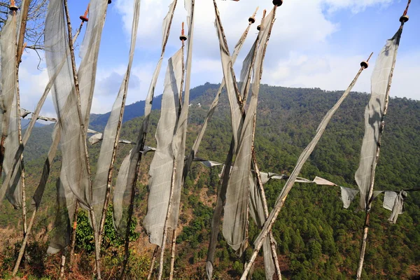 Drapeaux de prière bouddhistes - Royaume du Bhoutan — Photo