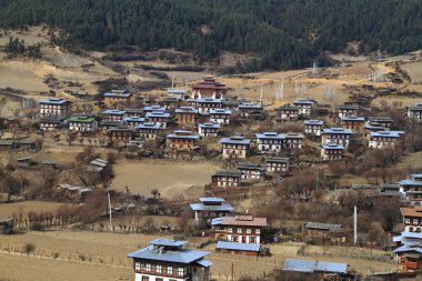 Renkli Dzong güzel Bhutan Köyü
