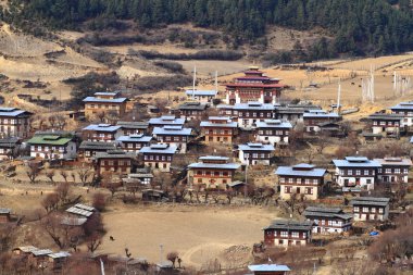 Renkli Dzong güzel Bhutan Köyü