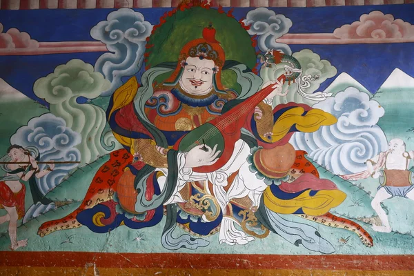 Pittura murale antica nel Tashichho Dzong — Foto Stock