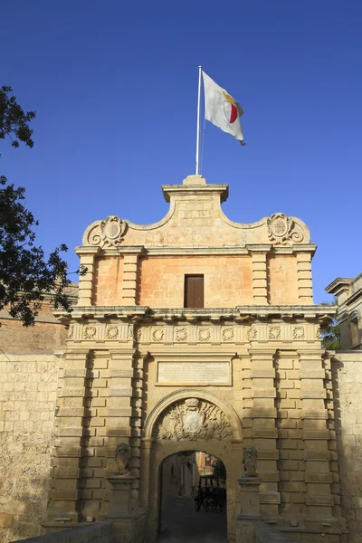 O portão principal de Mdina, Malta — Fotografia de Stock
