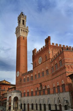 Siena, Tuscany, İtalya 'daki Piazza del Campo Meydanı Panoraması