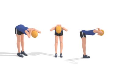 Yarım Eğimli Kadın Egzersizi Beyaz Arkaplanda 3d Model Döndürme Tablosu