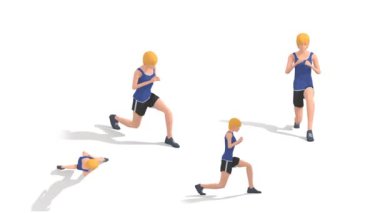 Ön Adım Kadın Egzersiz Canlandırma Beyaz Arkaplanda 3d Model Döndürme Tablosu