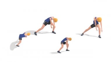 Step Side Kadın Egzersizi Beyaz Arkaplanda 3d Model Döndürme Tablosu