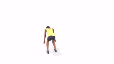 Geğiren Kadın Egzersiz Animasyonu Beyaz Arkaplanda 3d Model Döndürme Tablosu