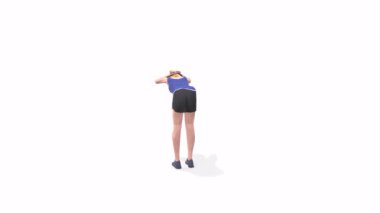 Yarı Eğimli Kadın Egzersiz Canlandırma Beyaz Arkaplanda 3d Model Döndürme Tablosu
