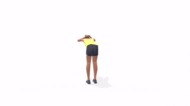 Yarı Eğimli Kadın Egzersiz Canlandırma Beyaz Arkaplanda 3d Model Döndürme Tablosu