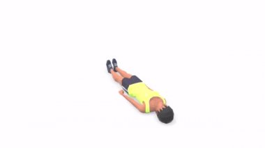 Bacak Geliştirici Kadın Egzersizi Beyaz Arkaplan 'da 3d Model Döndürme Tablosu