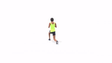 Ön Adım Kadın Egzersiz Canlandırma Beyaz Arkaplanda 3d Model Döndürme Tablosu