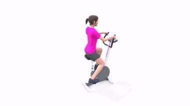 Bisikletli Kadın Egzersizi Beyaz Arkaplanda 3d Model Dönüşümü