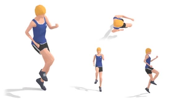 Run Place Γυναίκα Άσκηση Animation Model Turntable White Background — Αρχείο Βίντεο