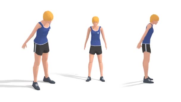 壁球女子运动动画3D型白底模特转盘 — 图库视频影像