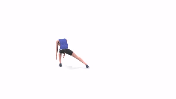 Step Side Woman Motion Animation Modell Vändbar Vit Bakgrund — Stockvideo