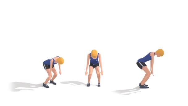 Burpies Femme Exercice Animation Modèle Turntable Sur Fond Blanc — Video