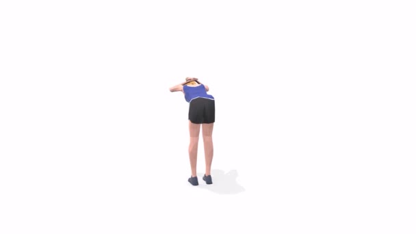Half Slope Žena Cvičení Animace Model Otočný Bílém Pozadí — Stock video
