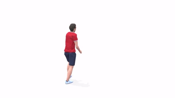 Deskový Skok Shuffle Back Man Cvičení Animace Model Bílém Pozadí — Stock video