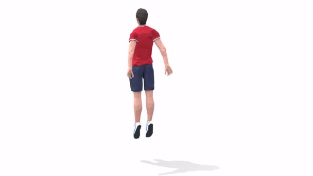 Стрибки Сквайрс Чоловік Займається Анімацією Моделі Білому Тлі Червоній Футболці — стокове відео