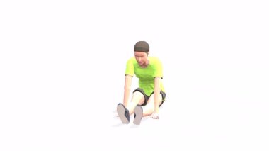 Beyaz arka planda sarı tişörtlü kadın animasyon 3D modelini kaldırıyorum. Düşük Çoklu Biçim