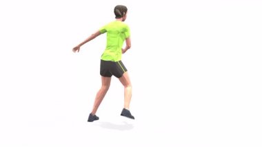 Yan Sıçrama Kadını, sarı tişörtlü beyaz arka planda 3D animasyon modeli uyguluyor. Düşük Çoklu Biçim