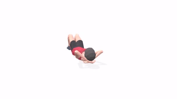 Женщина Упражнения Анимации Модель Белом Фоне Красной Футболке Низкопольный Стиль — стоковое видео