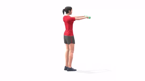 Forward Raise Femme Exercice Animation Modèle Sur Fond Blanc Dans — Video