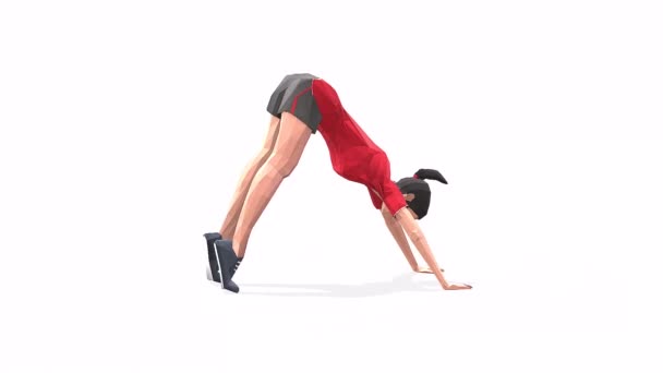 Pike Push Ups Femme Exercice Animation Modèle Sur Fond Blanc — Video