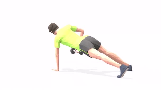 Archer Row Femme Exercice Animation Modèle Sur Fond Blanc Dans — Video
