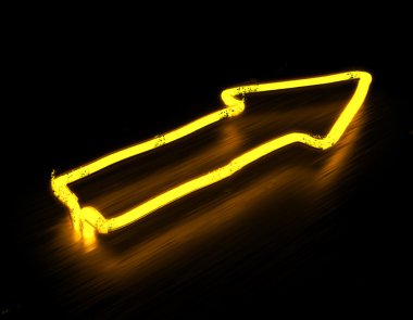Ok Neon işareti siyah arka plan üzerinde