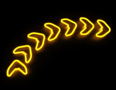 Ok Neon işareti siyah arka plan üzerinde