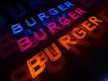 Burger Noen işareti restoran veya Pub için