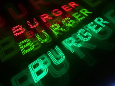 Burger Noen işareti restoran veya Pub için