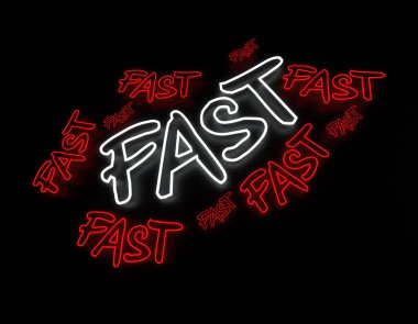 Siyah arka plan üzerine hızlı Neon tabela